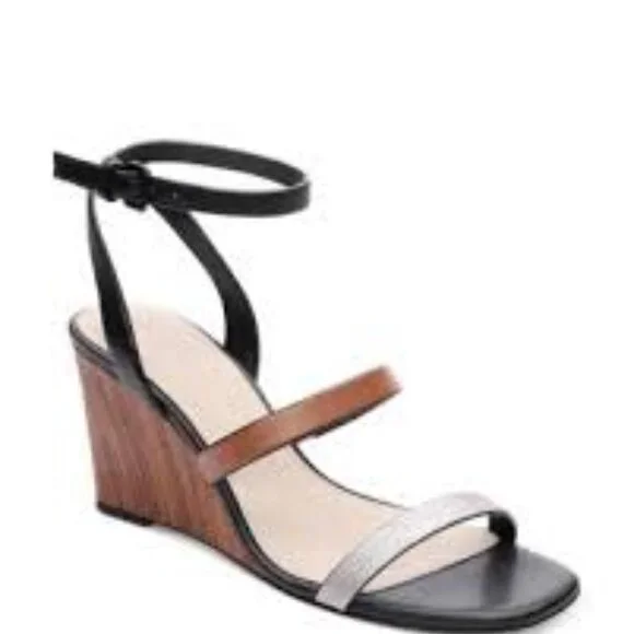 3 -NIB- SANCTUARY WINK ANKLE STRAP WEDGE SANDALS - Picture 1 of 7